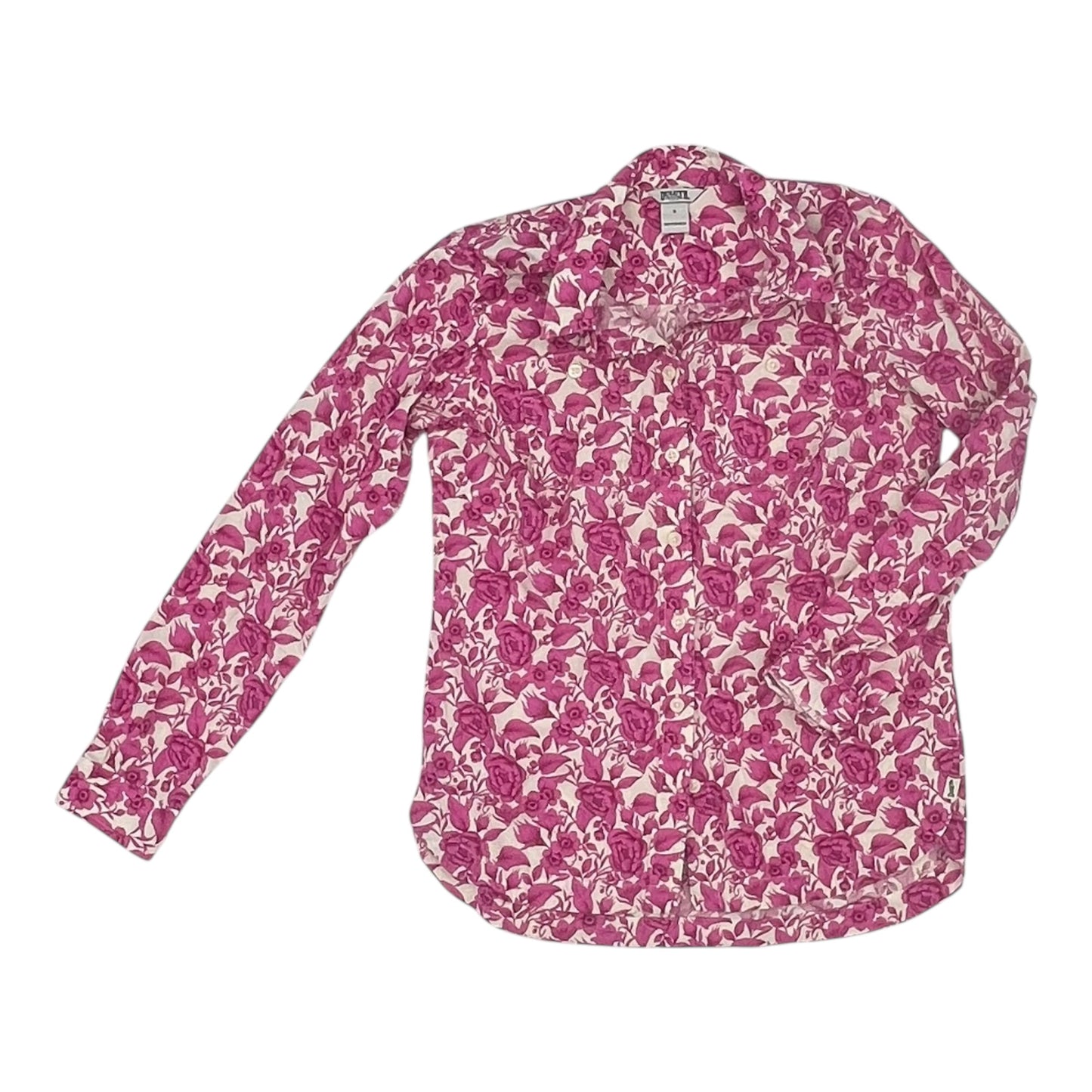Blouse Ls By Duluth Trading In Pink & White, Size:S