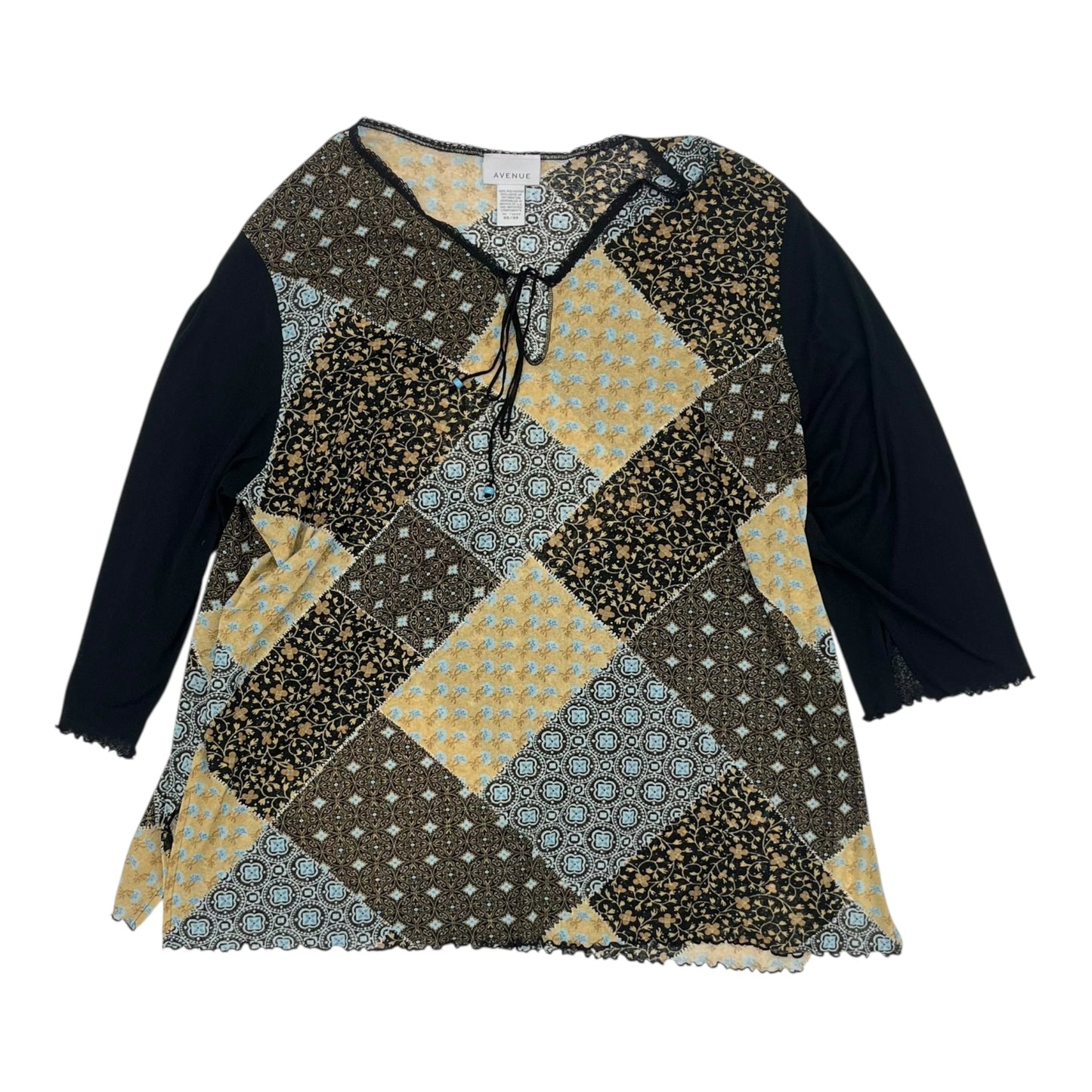 Blouse 3/4 Sleeve By Avenue In Tan, Size:4X