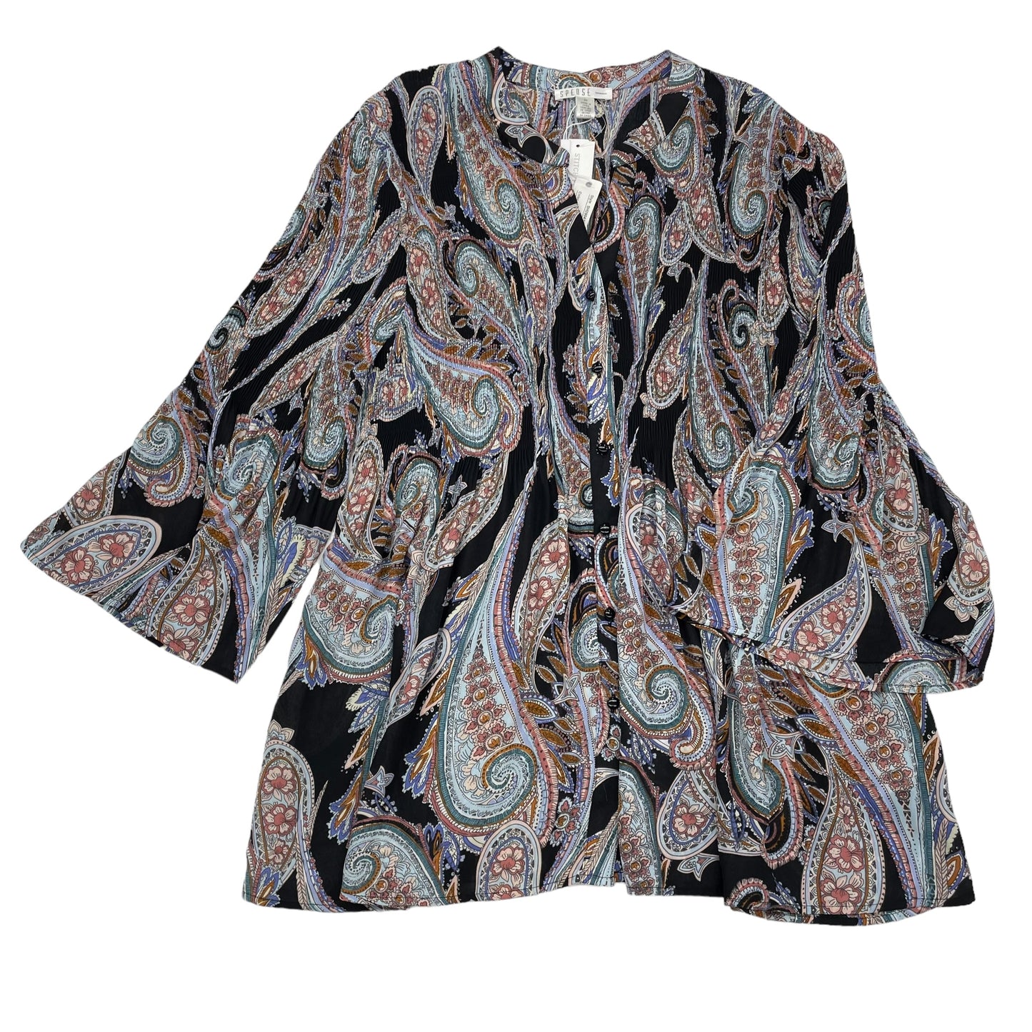 PAISLEY PRINT BLOUSE LS by SPENSE Size:2X