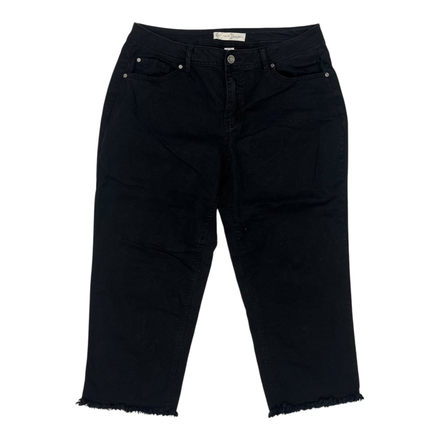 Jeans Cropped By Cato In Black Denim, Size:16