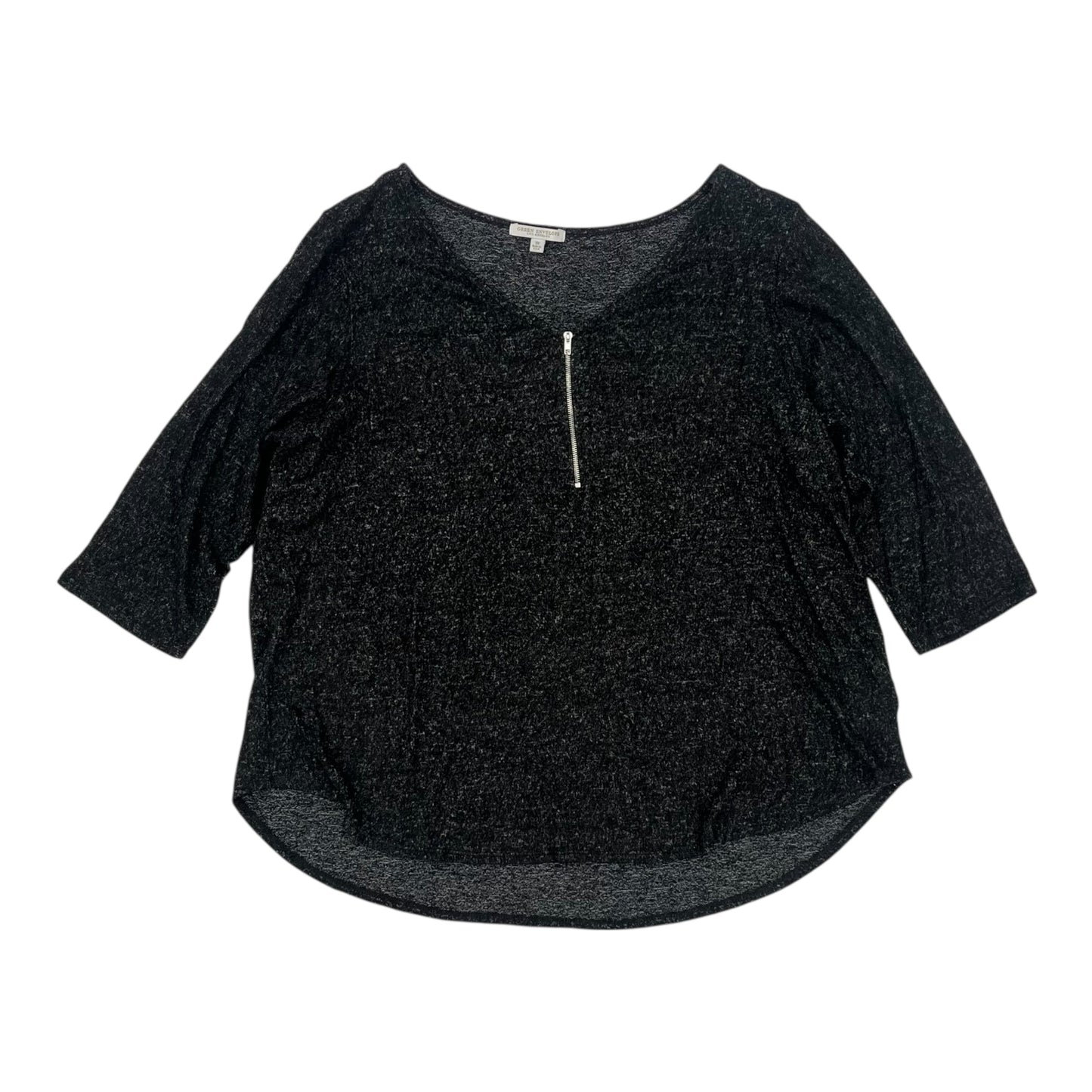 Top 3/4 Sleeve By Green Envelope In Black, Size:3X
