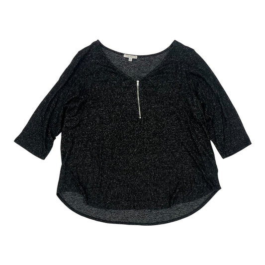 Top 3/4 Sleeve By Green Envelope In Black, Size:3X