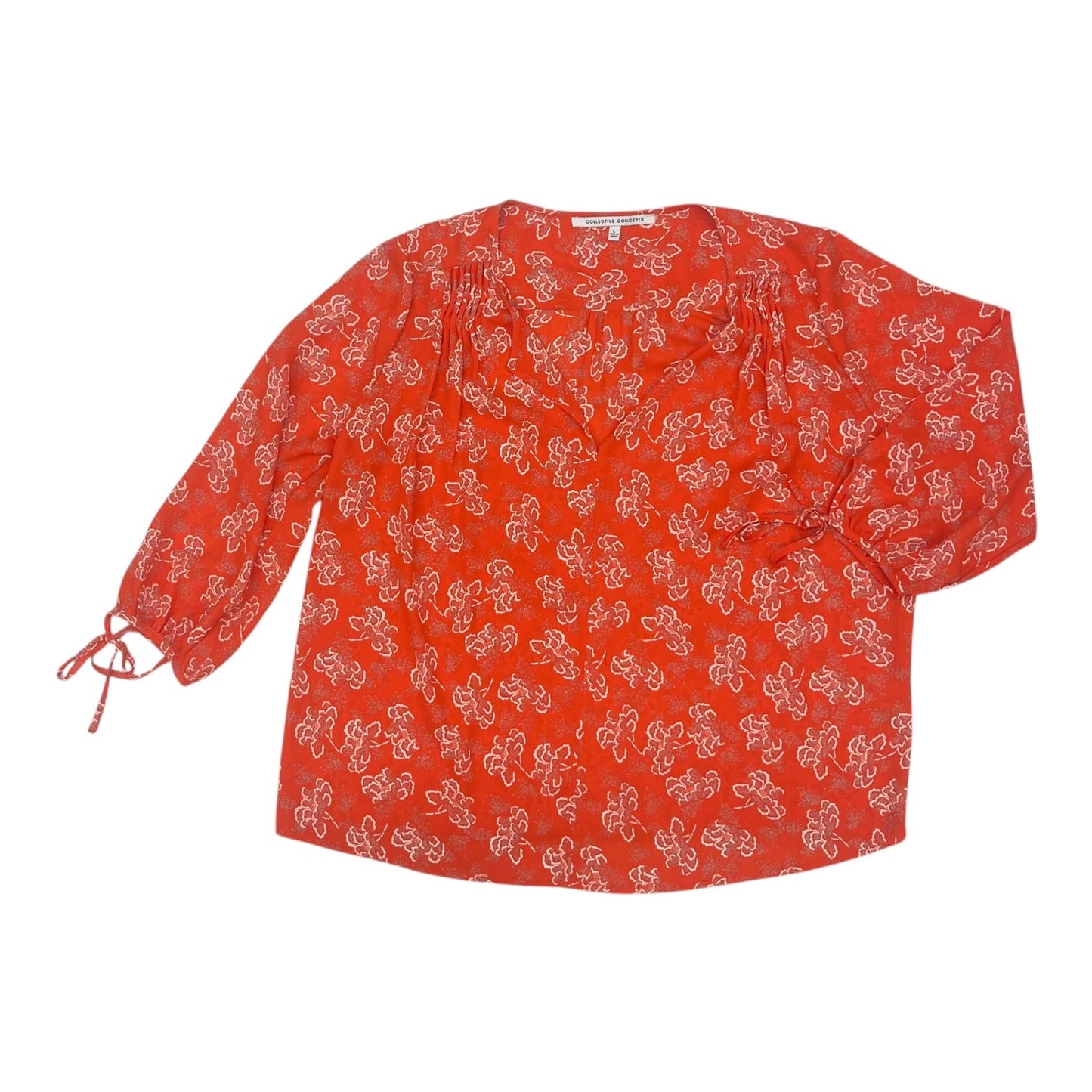 Blouse Ls By Collective Concepts In Orange, Size:L