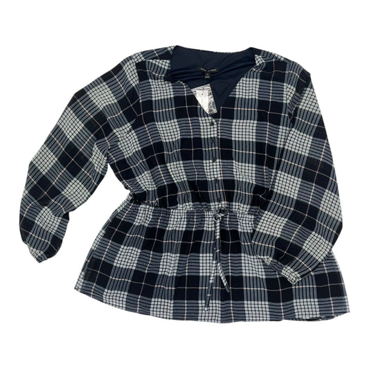 Blouse Ls By Lane Bryant In Blue, Size:1X