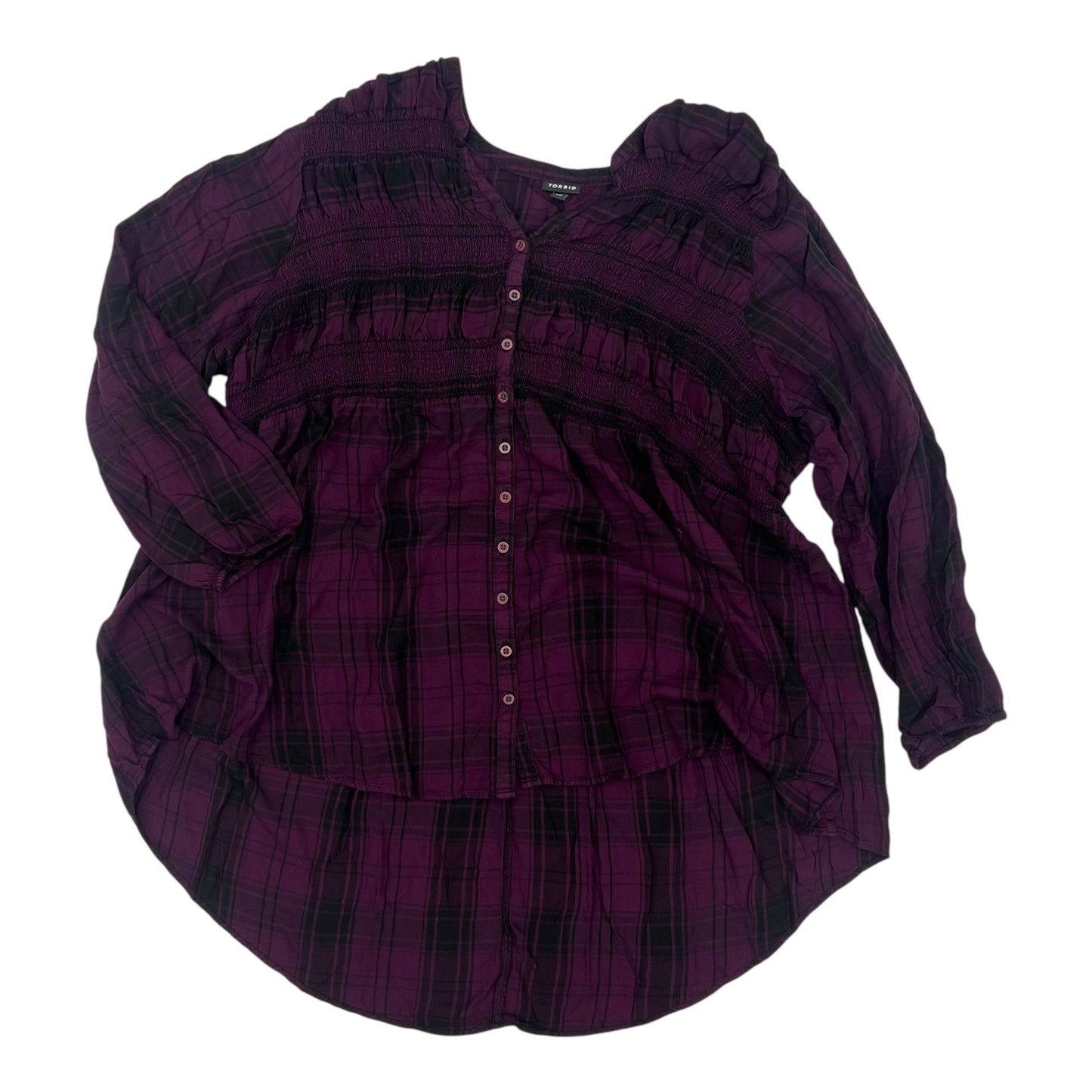 Blouse Ls By Torrid In Black & Purple, Size:4X