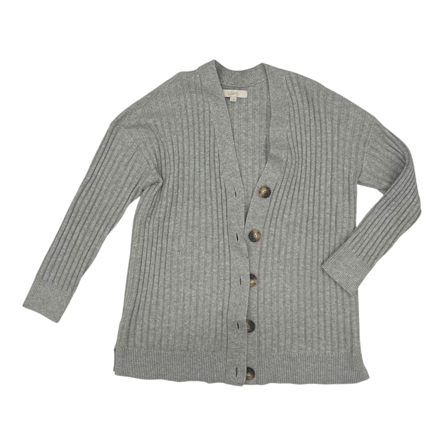 Sweater Cardigan By Loft In Grey, Size:L