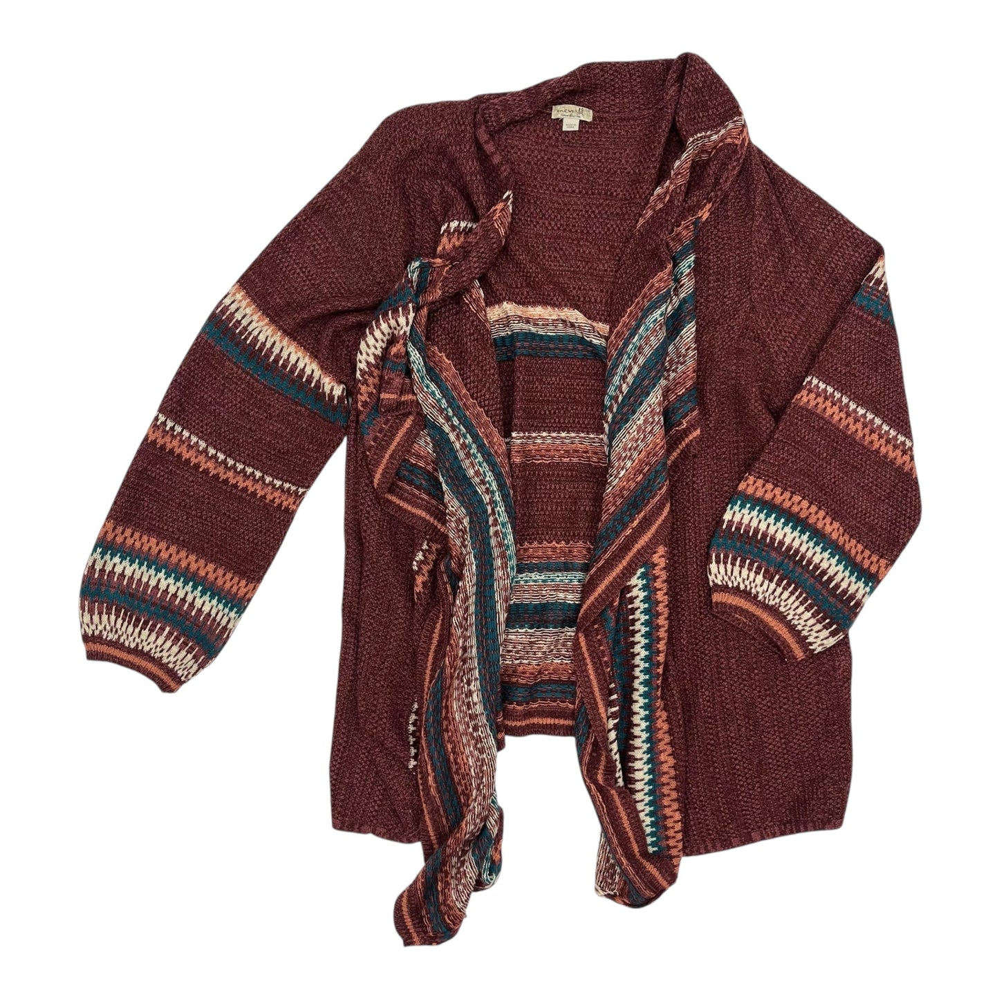 Sweater Cardigan By One World In Red, Size:3X