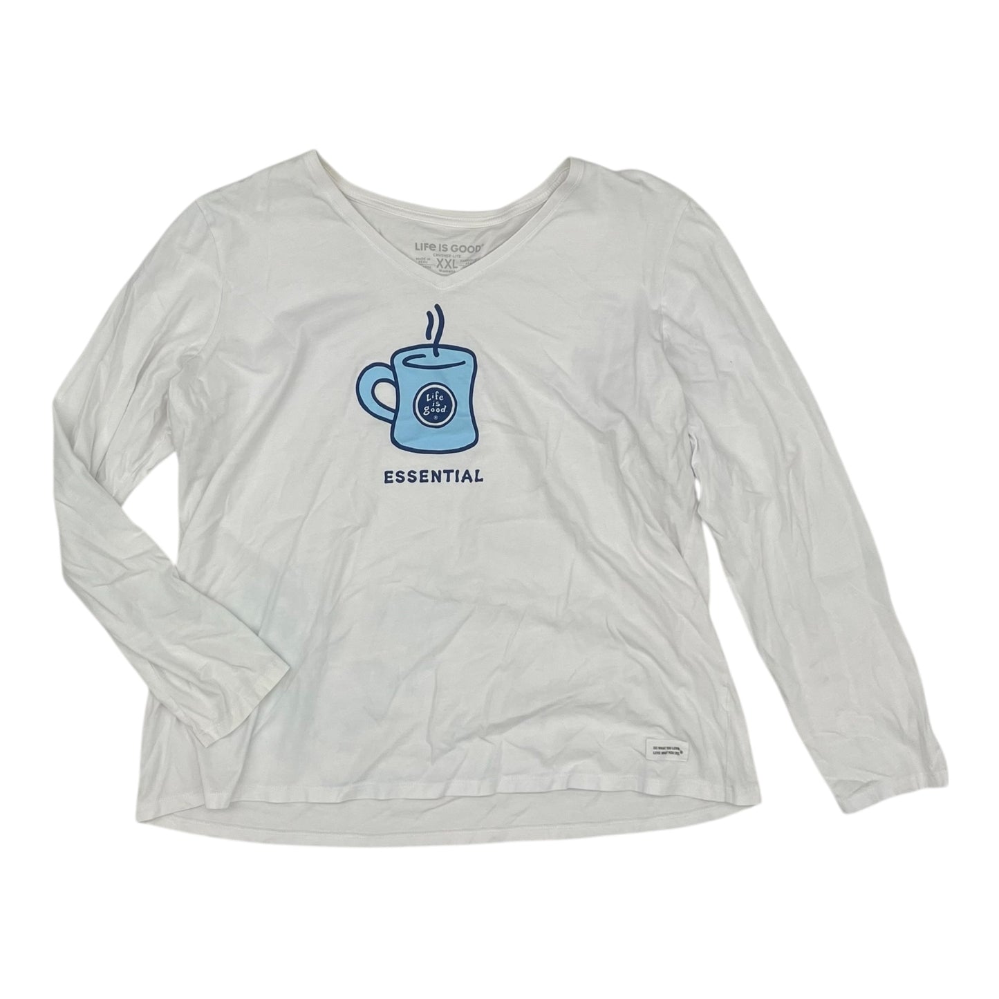 Top Ls Basic By Life Is Good In White, Size:Xxl