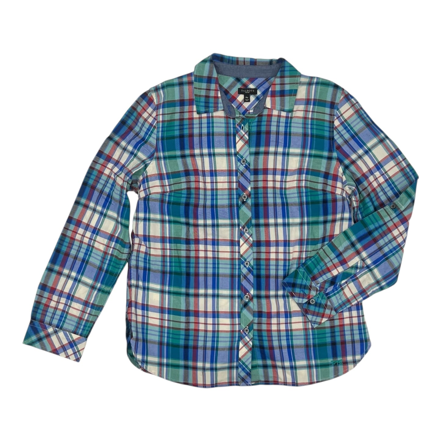 Blouse Ls By Talbots In Blue & Green, Size:Mp