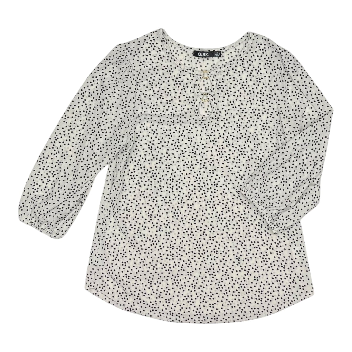 Blouse 3/4 Sleeve By Clothes Mentor In Black & White, Size:S