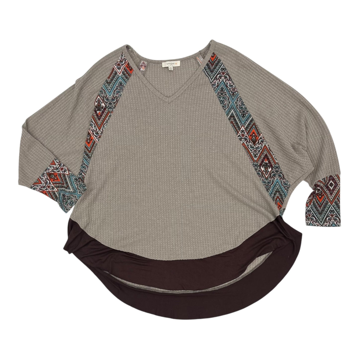 Top 3/4 Sleeve By Umgee In Brown, Size:1X