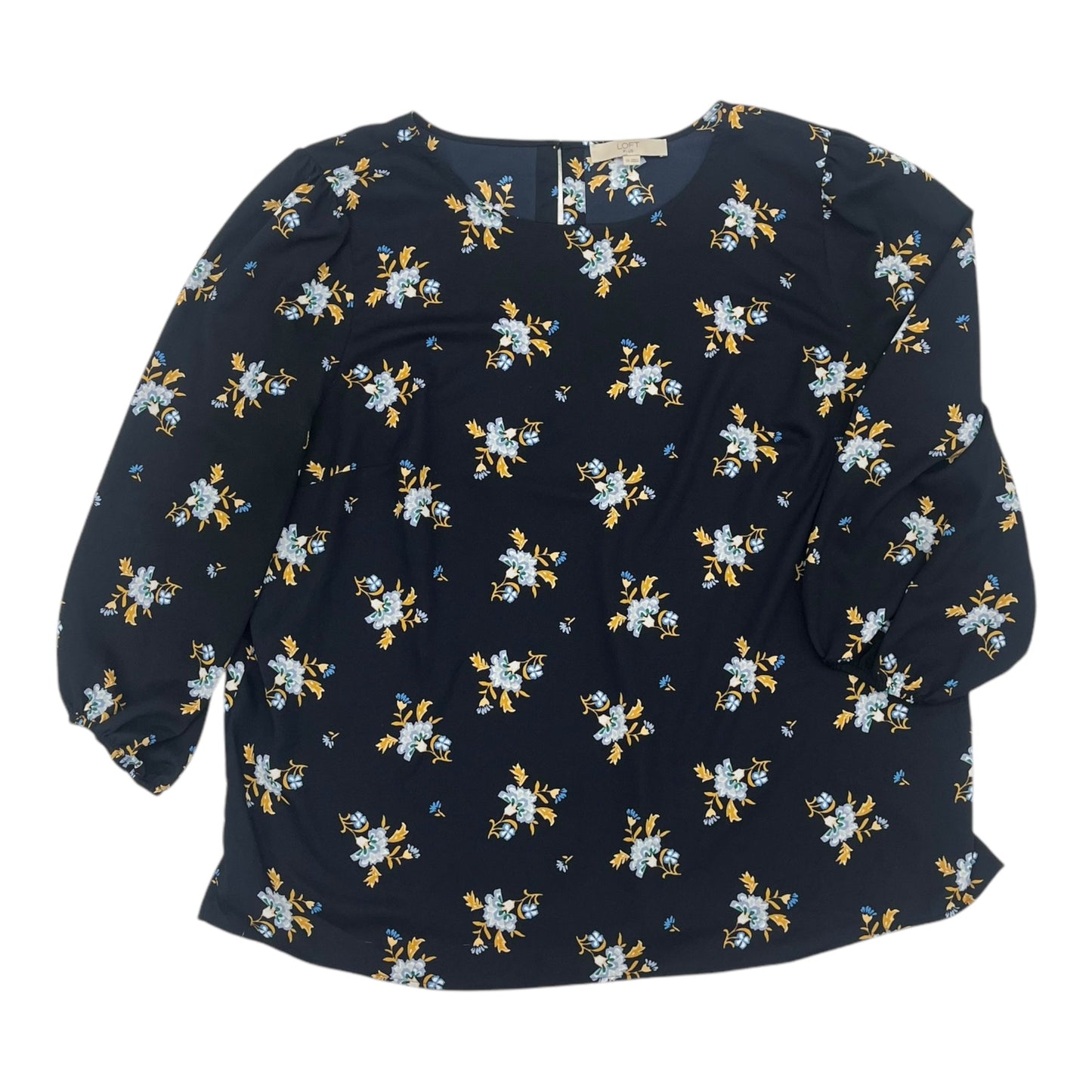 Blouse 3/4 Sleeve By Loft In Navy, Size:2X