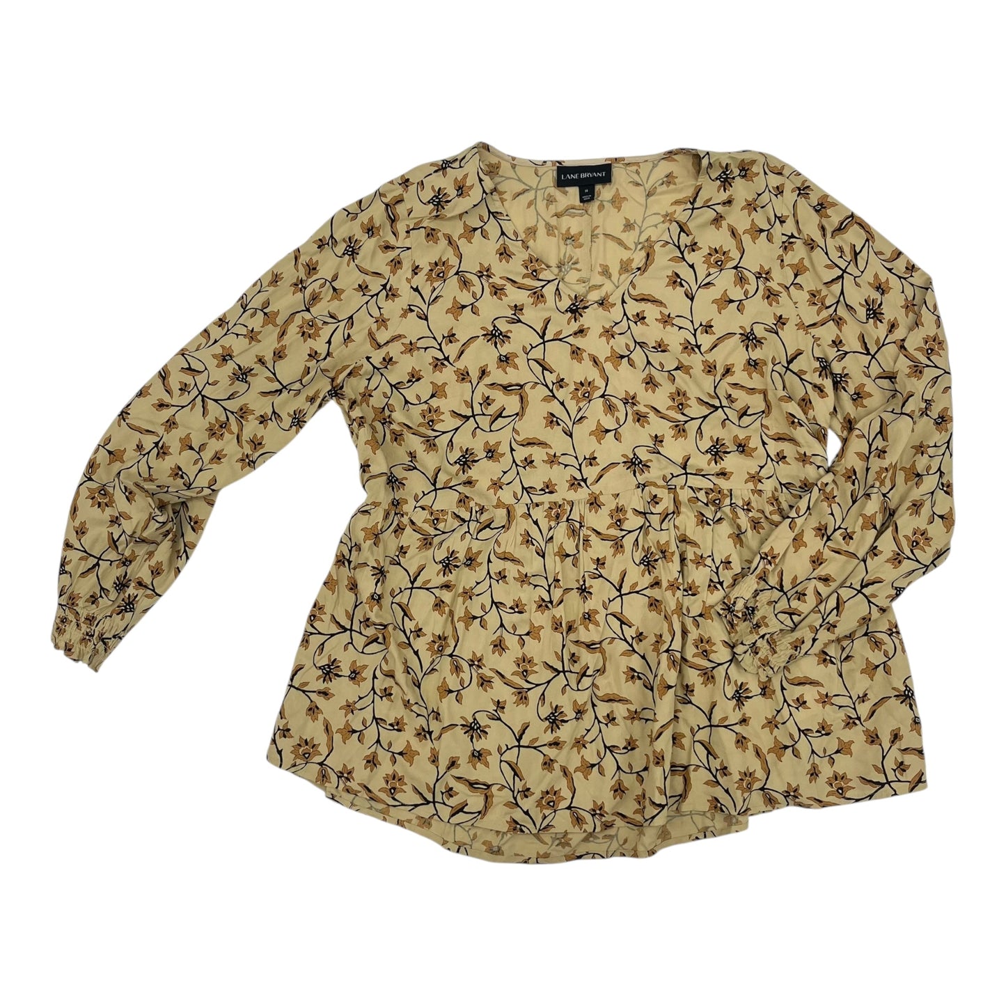 Blouse Ls By Lane Bryant In Tan, Size:1X