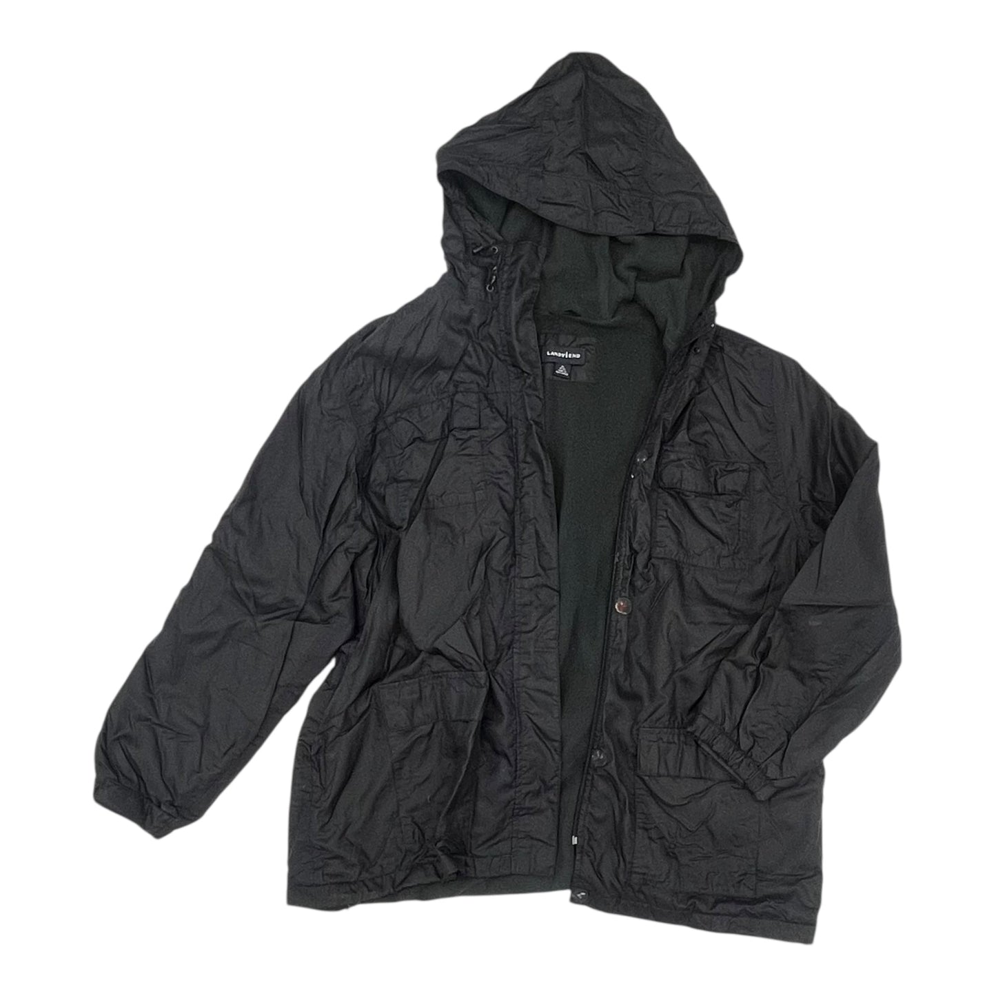 Jacket Windbreaker By Lands’ End In Black, Size:Xl
