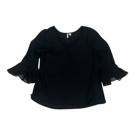 Blouse 3/4 Sleeve By Cato In Black, Size:L