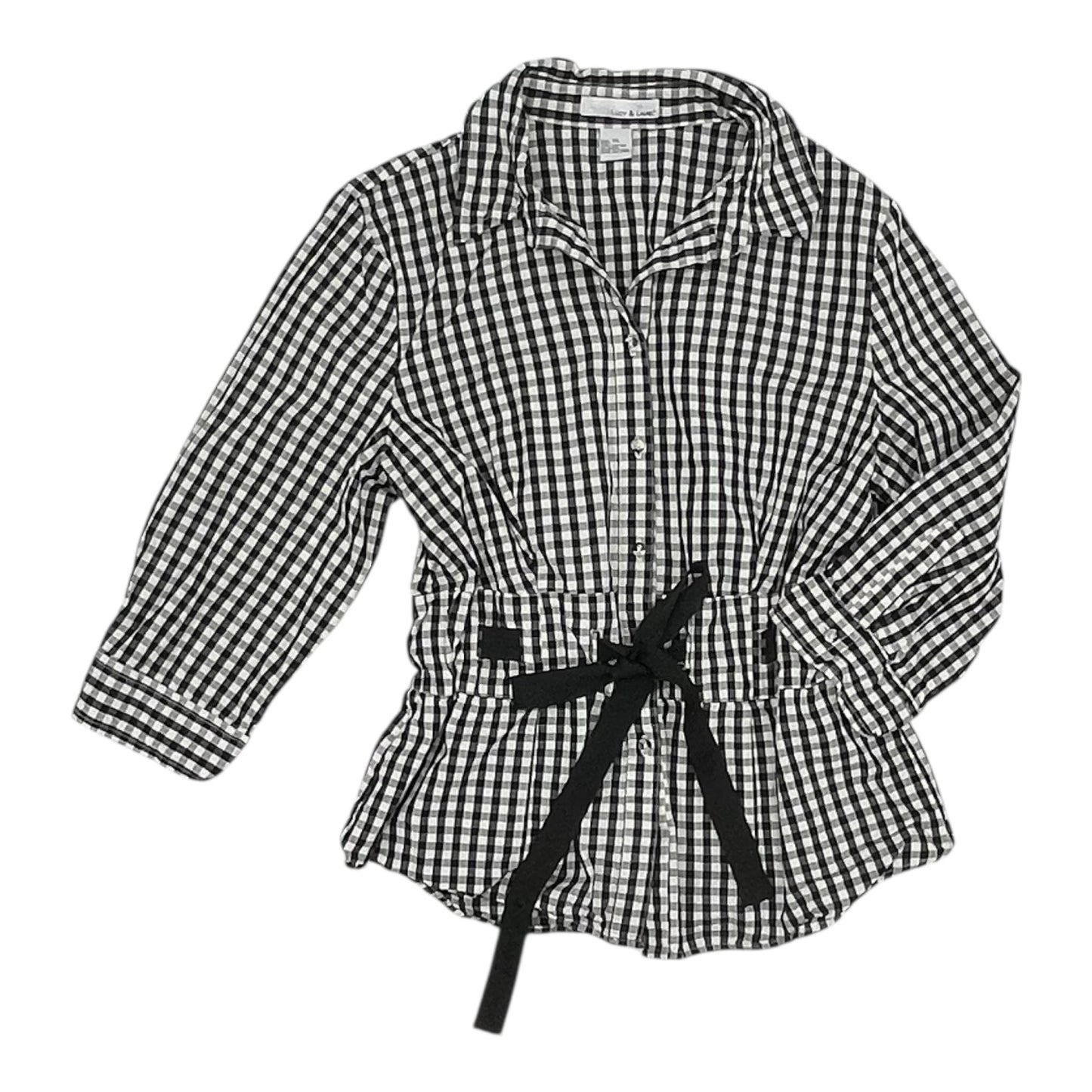 Blouse 3/4 Sleeve By Lucy And Laurel In Black & White, Size:Xl