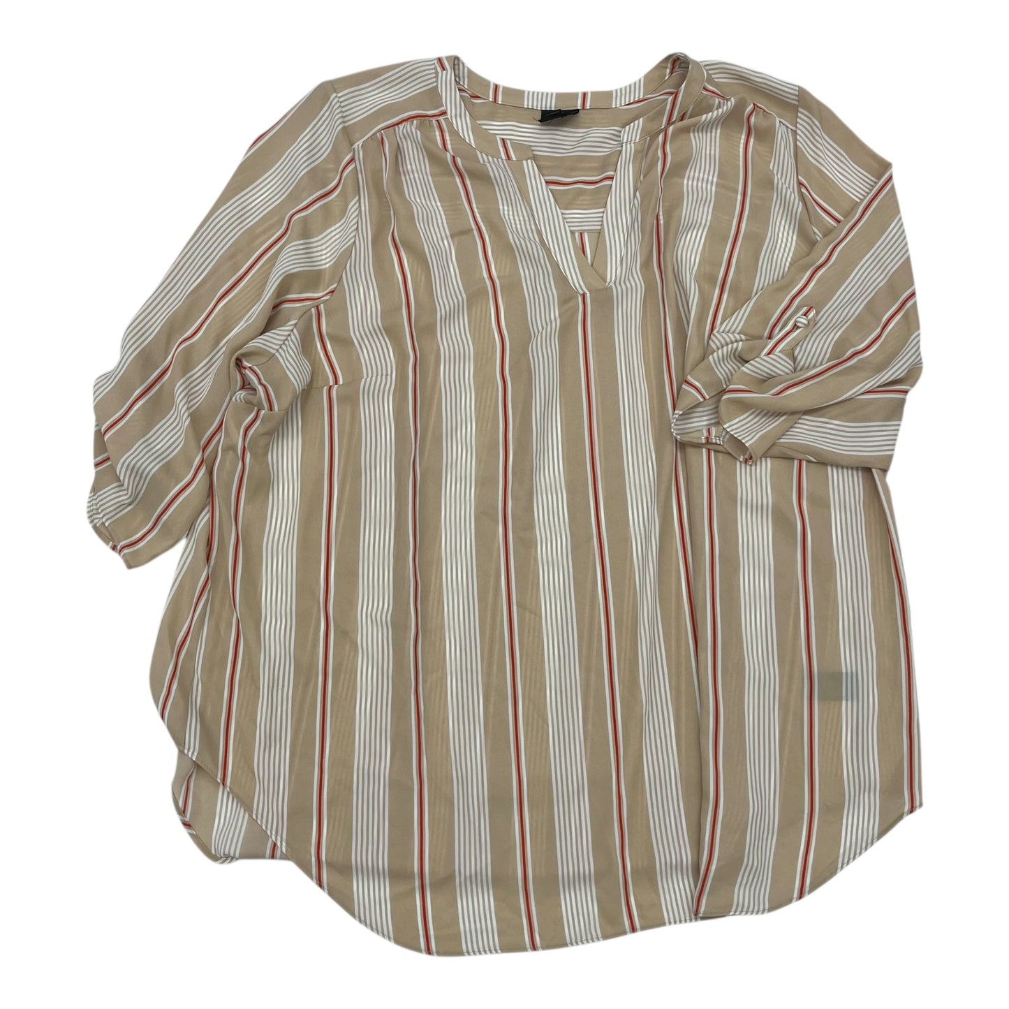 Top 3/4 Sleeve By Worthington In Tan, Size:3X