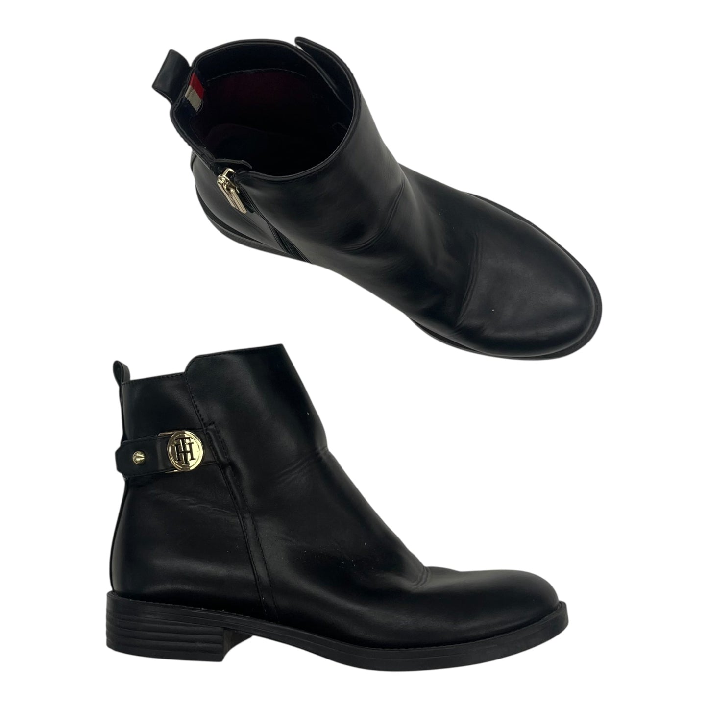 Boots Ankle Flats By Tommy Hilfiger In Black, Size:7