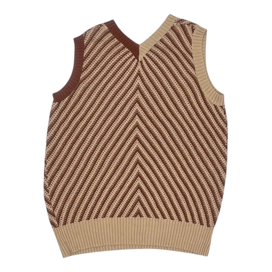 Vest Sweater By Clothes Mentor In Brown & Tan, Size:L