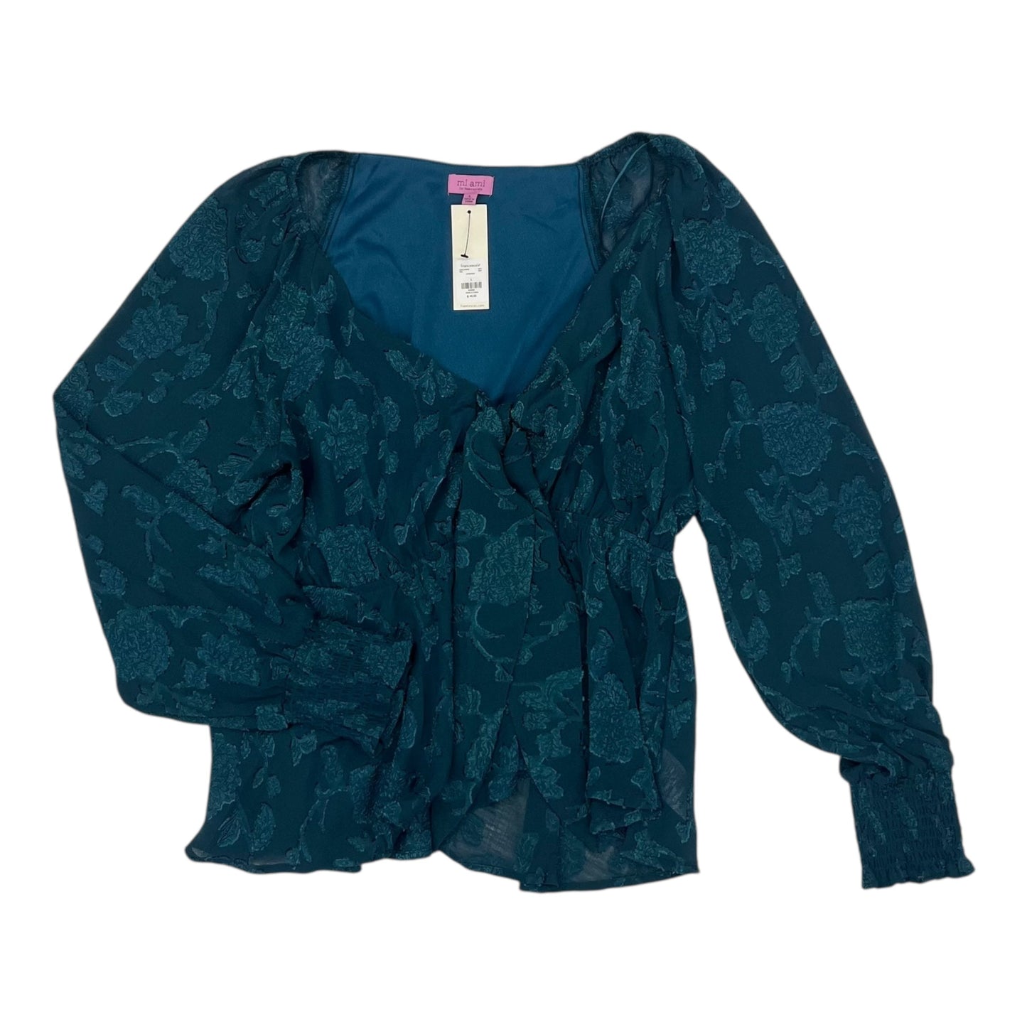 Blouse Ls By Mi Ami In Aqua, Size:L