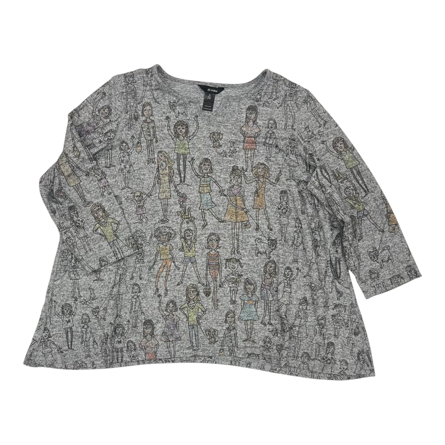 Top Ls By Ali Miles In Grey, Size:2X