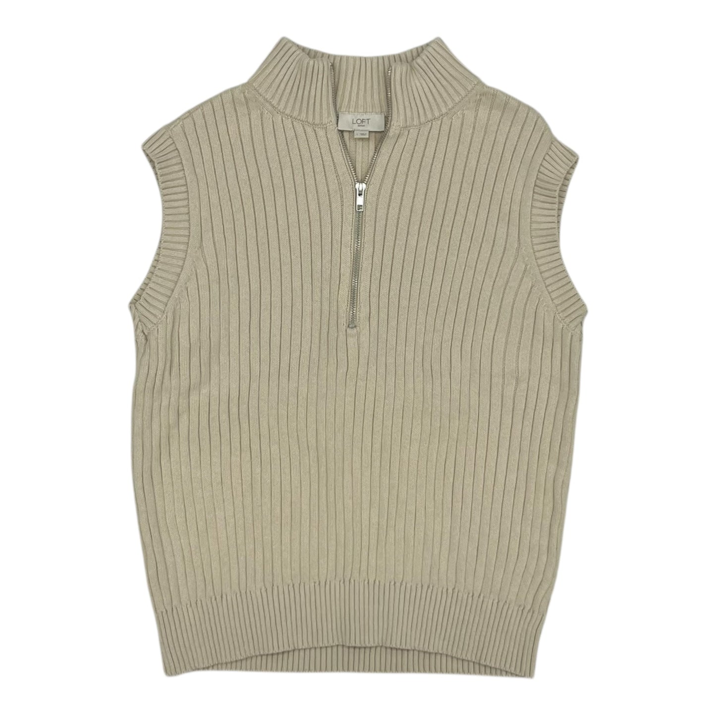 Vest Sweater By Loft In Tan, Size:L