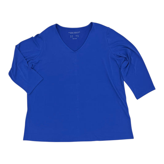 Blouse 3/4 Sleeve By Susan Graver In Blue, Size:1X