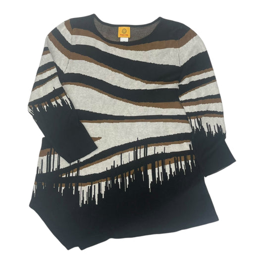 Top 3/4 Sleeve By Ruby Rd In Black & Tan, Size:M