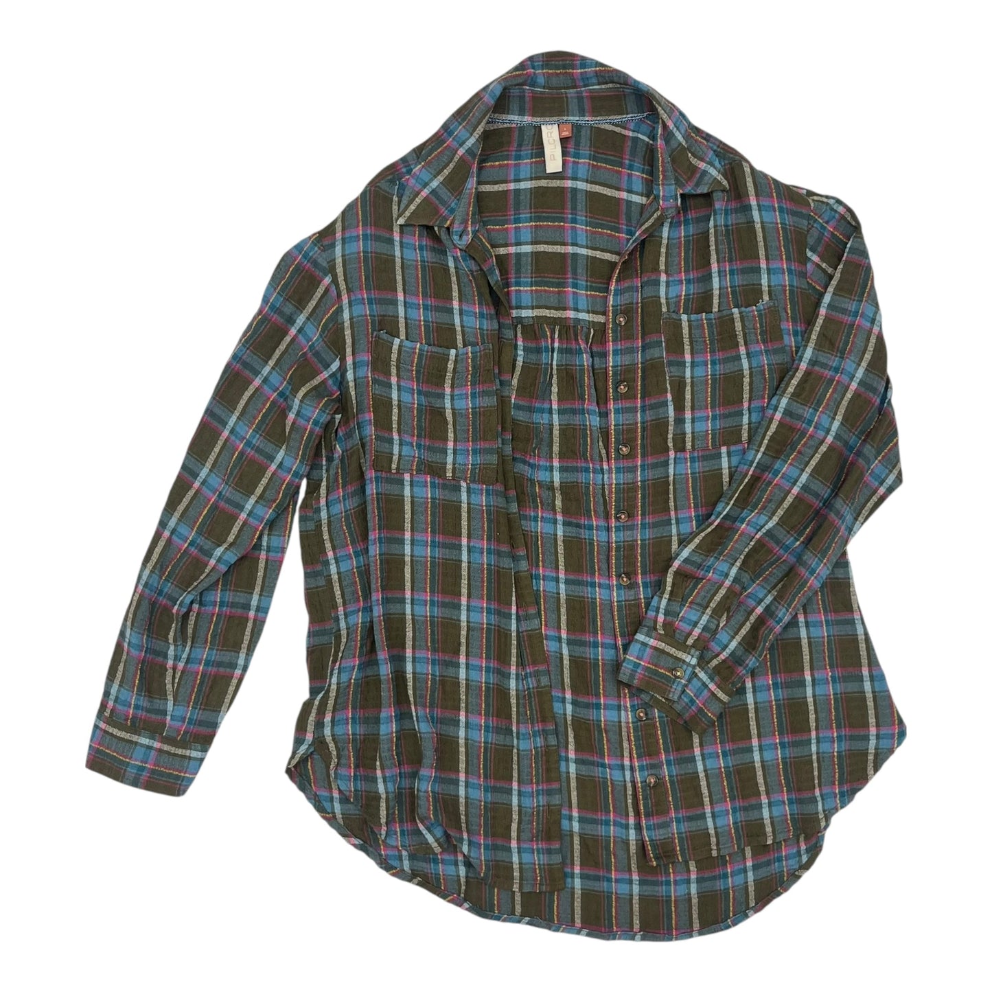 Top Ls By Pilcro In Plaid Pattern, Size:L