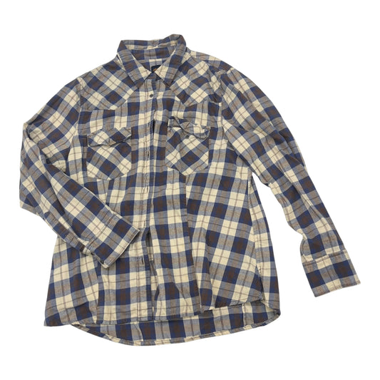 Blouse Ls By Jag In Blue & Tan, Size:Xl