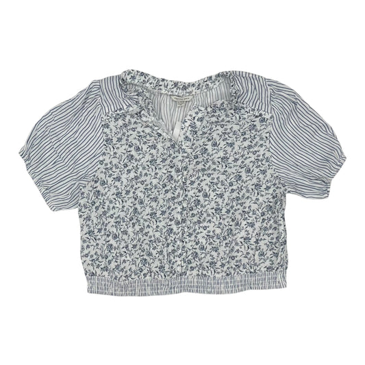 Blouse Ss By American Eagle In Blue & Cream, Size:Xl