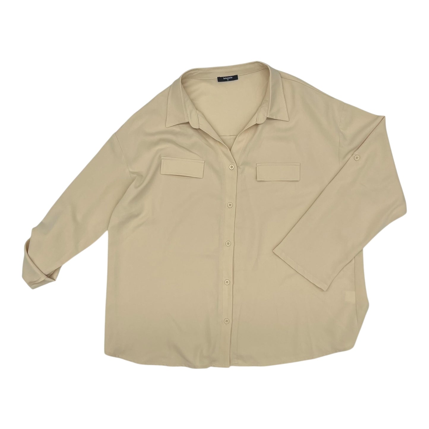 Blouse Ls By Clothes Mentor In Beige, Size:Xxl