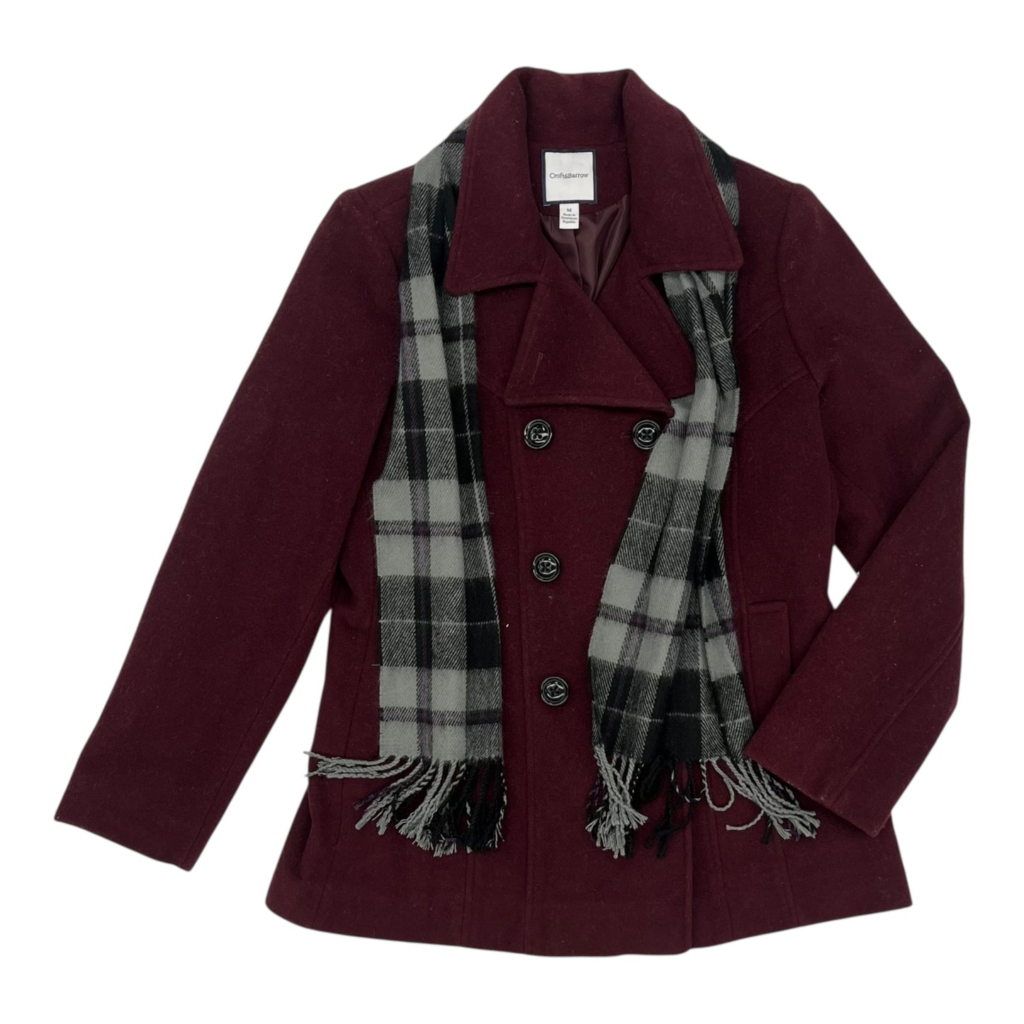 Coat Wool By Croft And Barrow In Maroon, Size:M