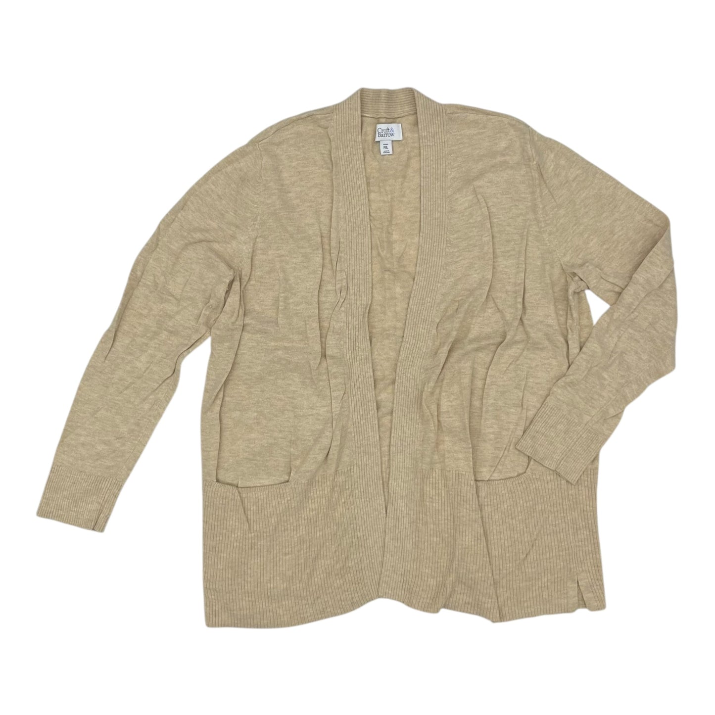 Sweater Cardigan By Croft And Barrow In Tan, Size:Xlp