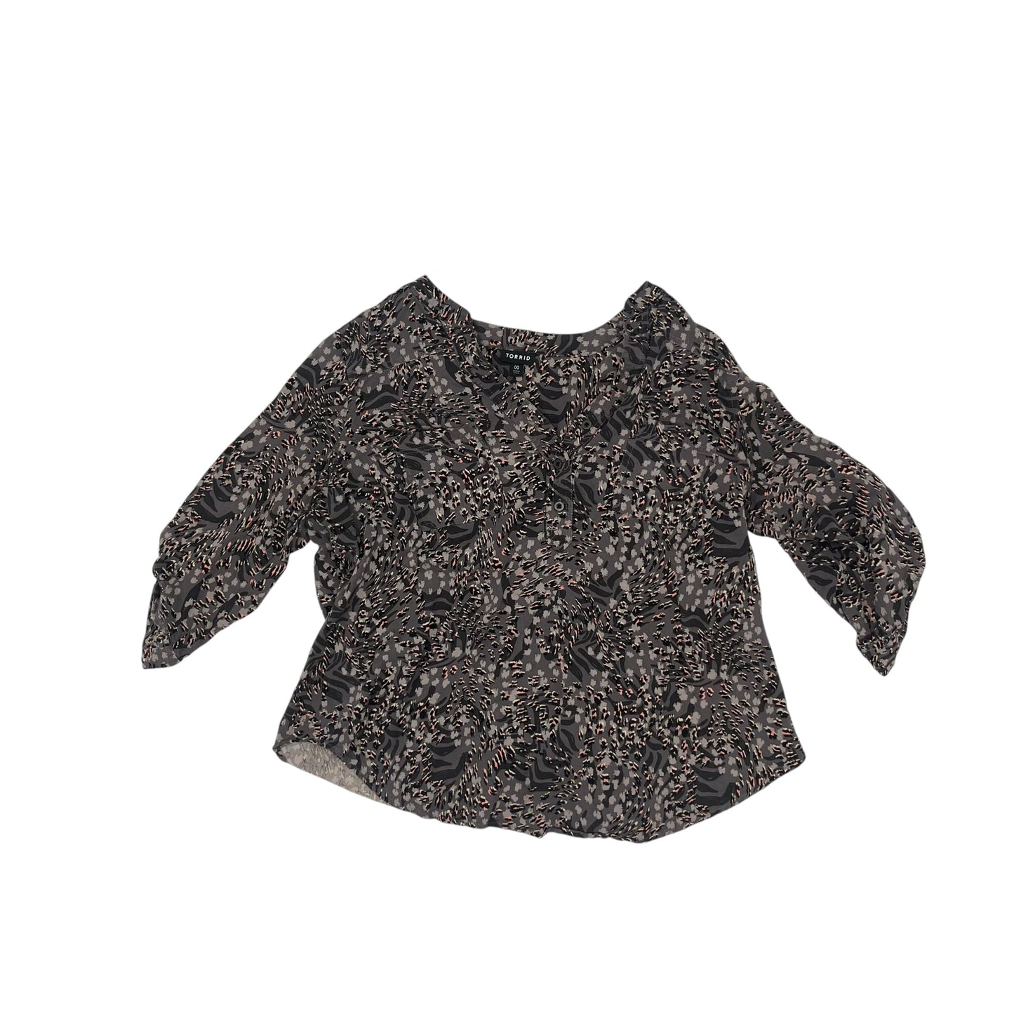 Blouse 3/4 Sleeve By Torrid In Grey, Size:Xs