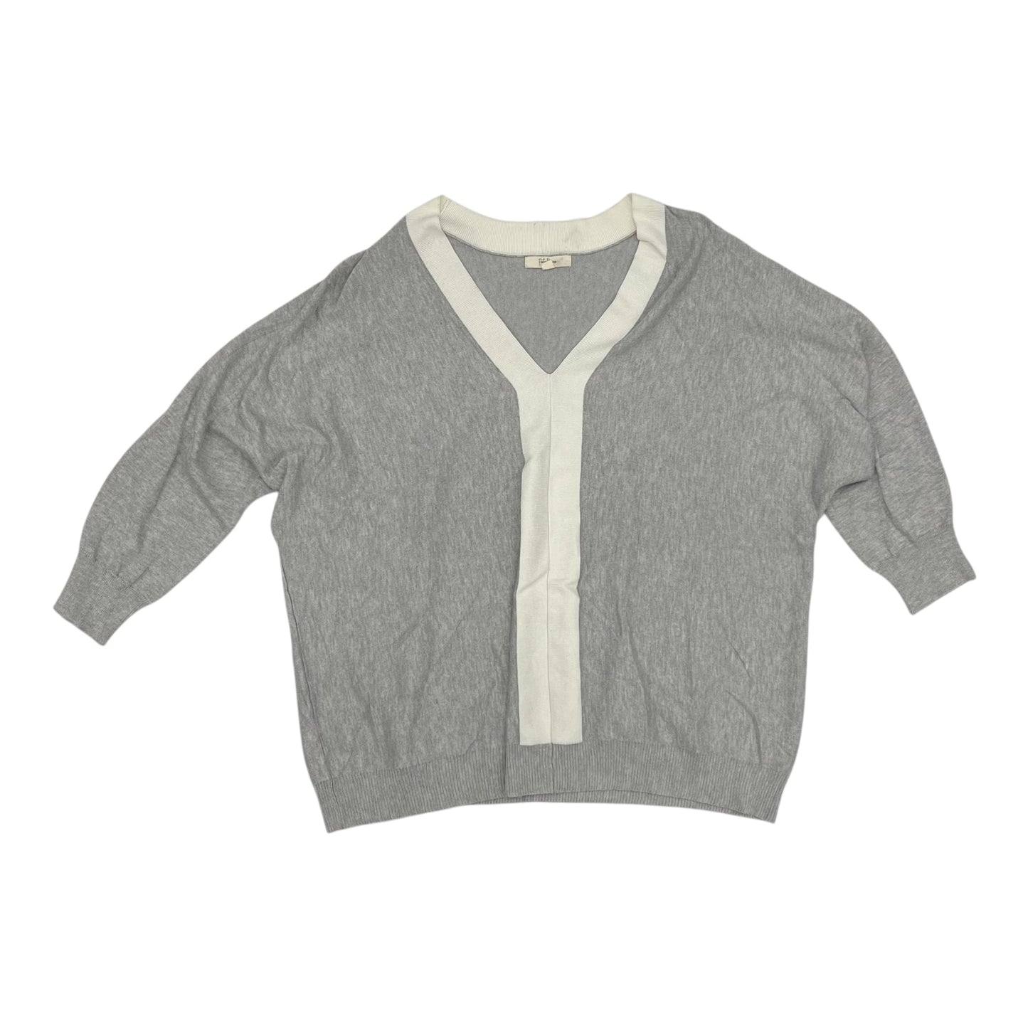 Sweater By Peyton Primrose In Cream & Grey, Size:1X