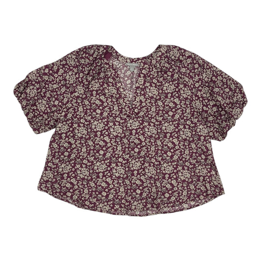 Blouse Ss By Falls Creek In Cream & Purple, Size:Xl