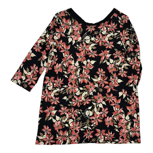 Top 3/4 Sleeve By J. Jill In Black & Pink, Size:L