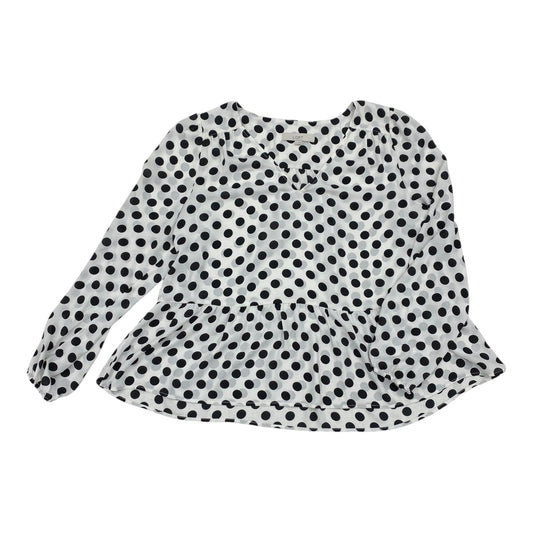 Blouse Ls By Loft In Black & White, Size:L