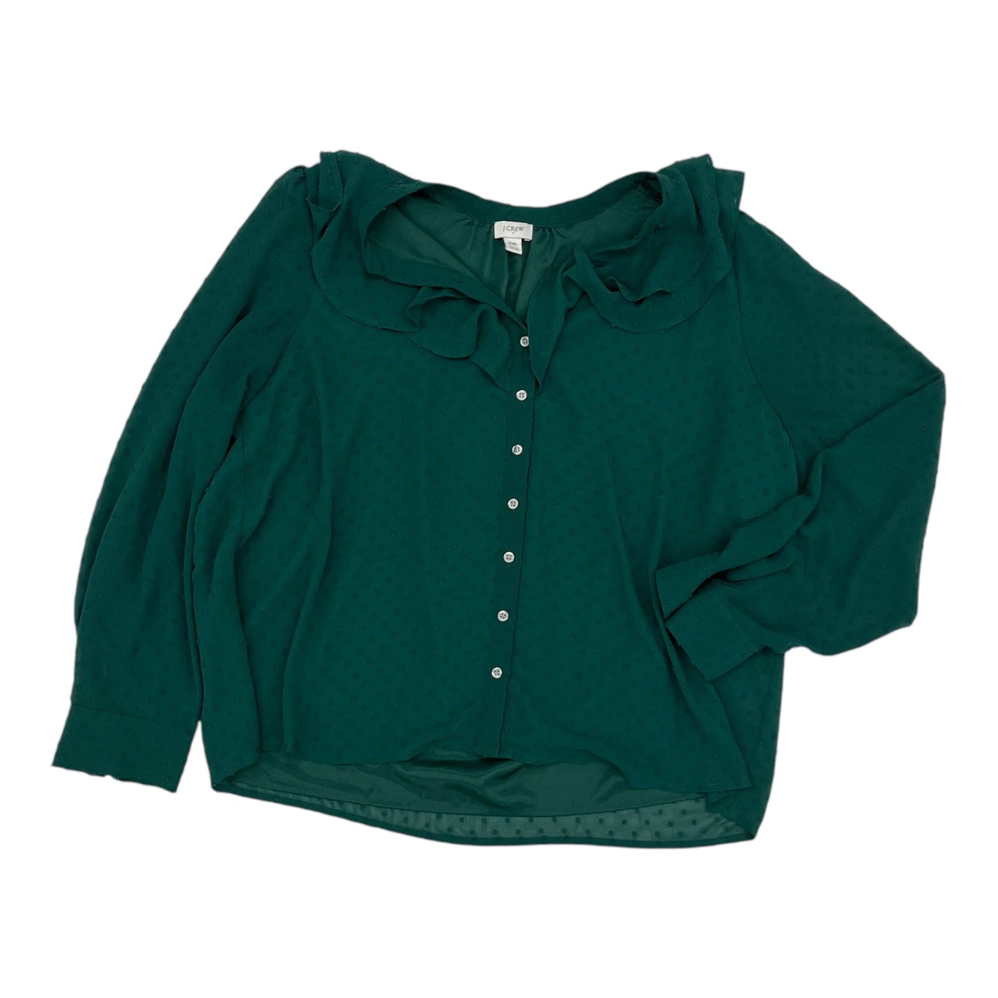 Blouse Ls By J. Crew In Green, Size:2X