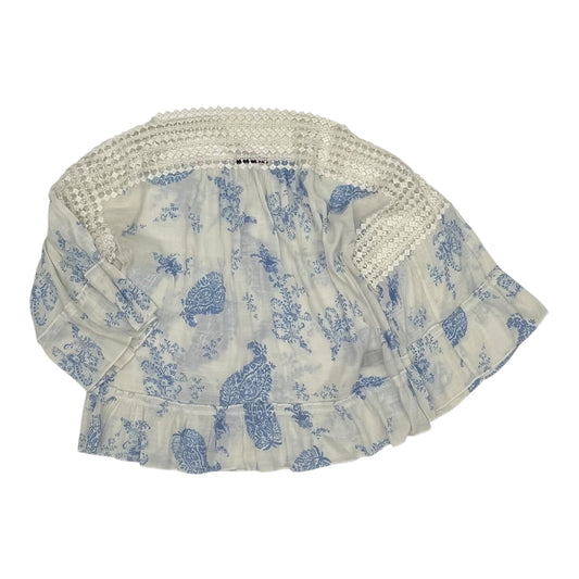 Blouse 3/4 Sleeve By Zac And Rachel In Blue & White, Size:Xl