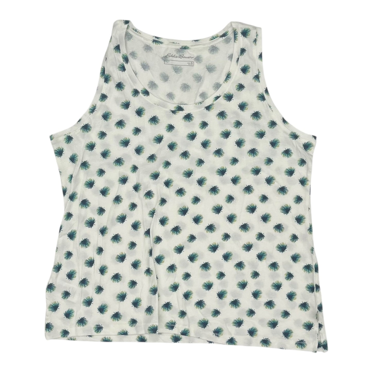 Top Sleeveless By Eddie Bauer In Green & White, Size:Xl