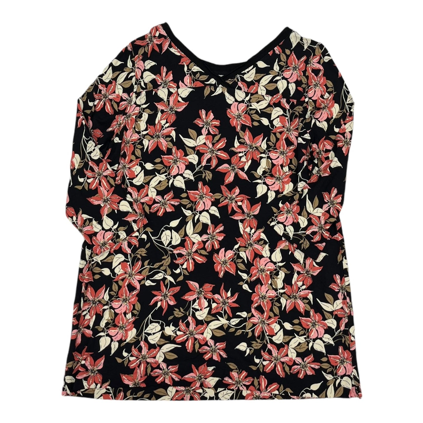 Top 3/4 Sleeve By J. Jill In Black & Pink, Size:L