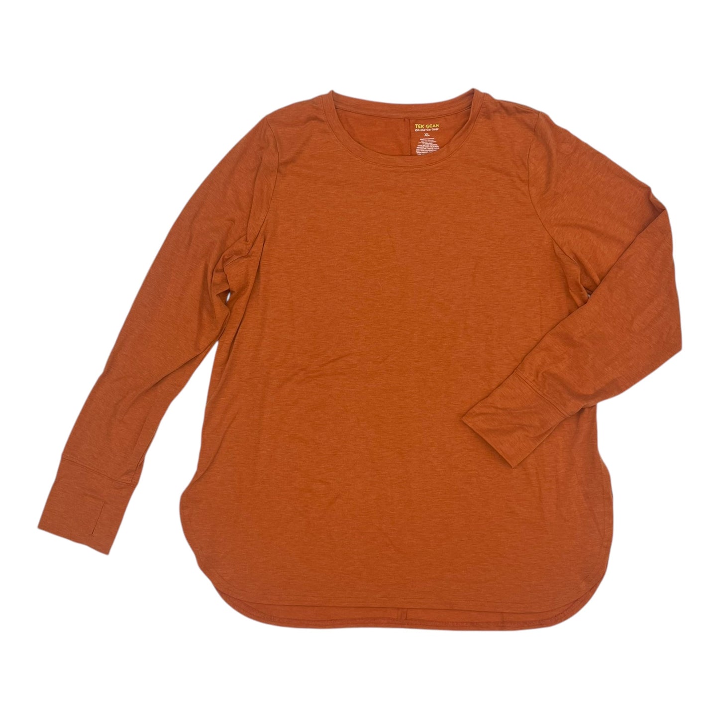 Athletic Top Ls Crewneck By Tek Gear In Orange, Size:Xl