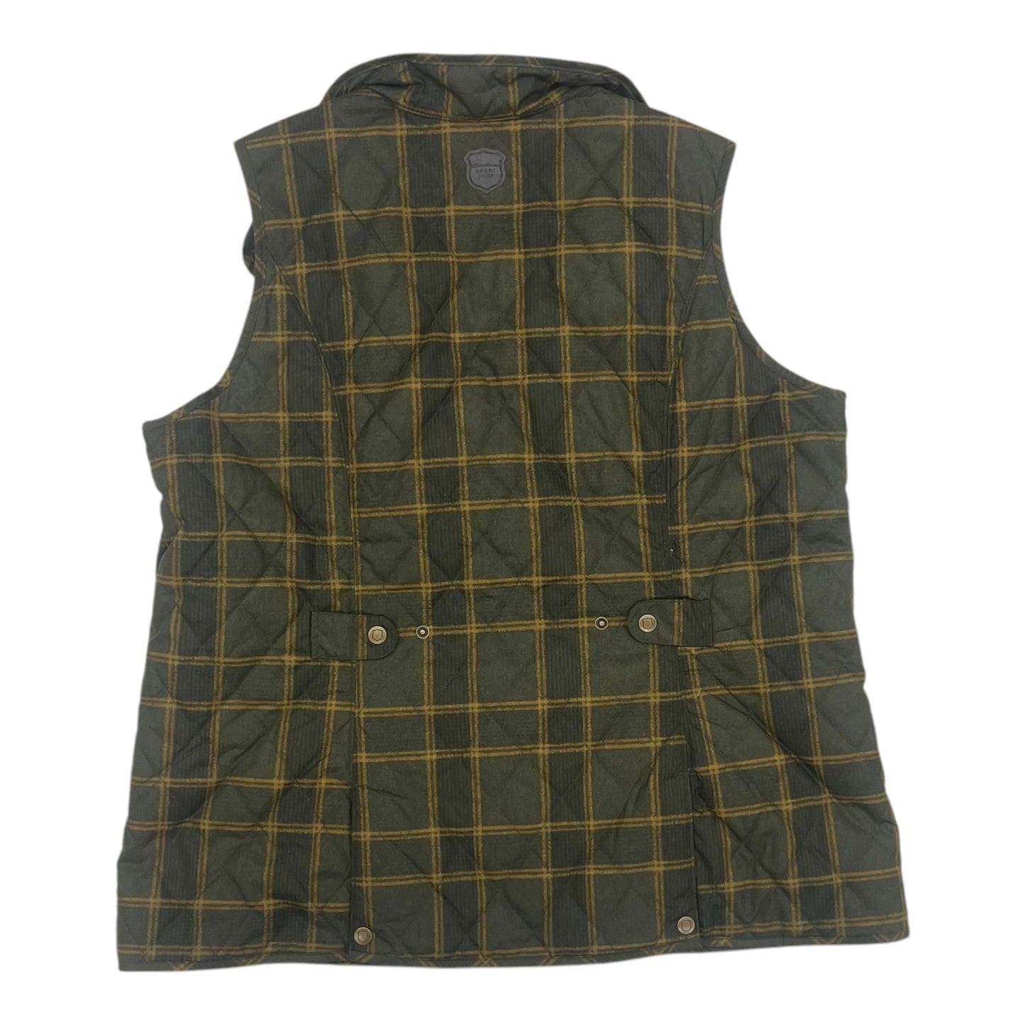 Vest Puffer & Quilted By Eddie Bauer In Green & Yellow, Size:1X