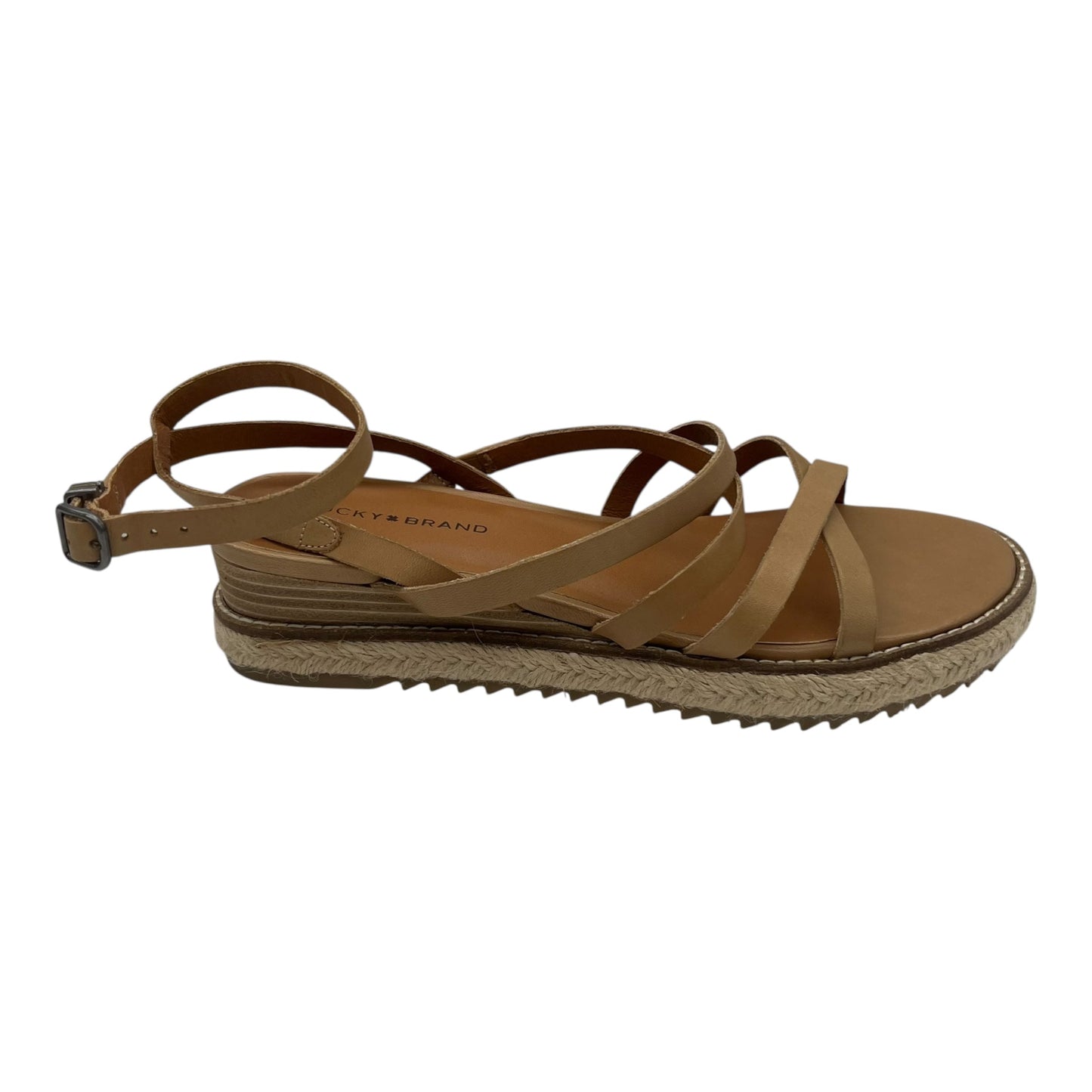 Sandals Heels Wedge By Lucky Brand In Tan, Size:7