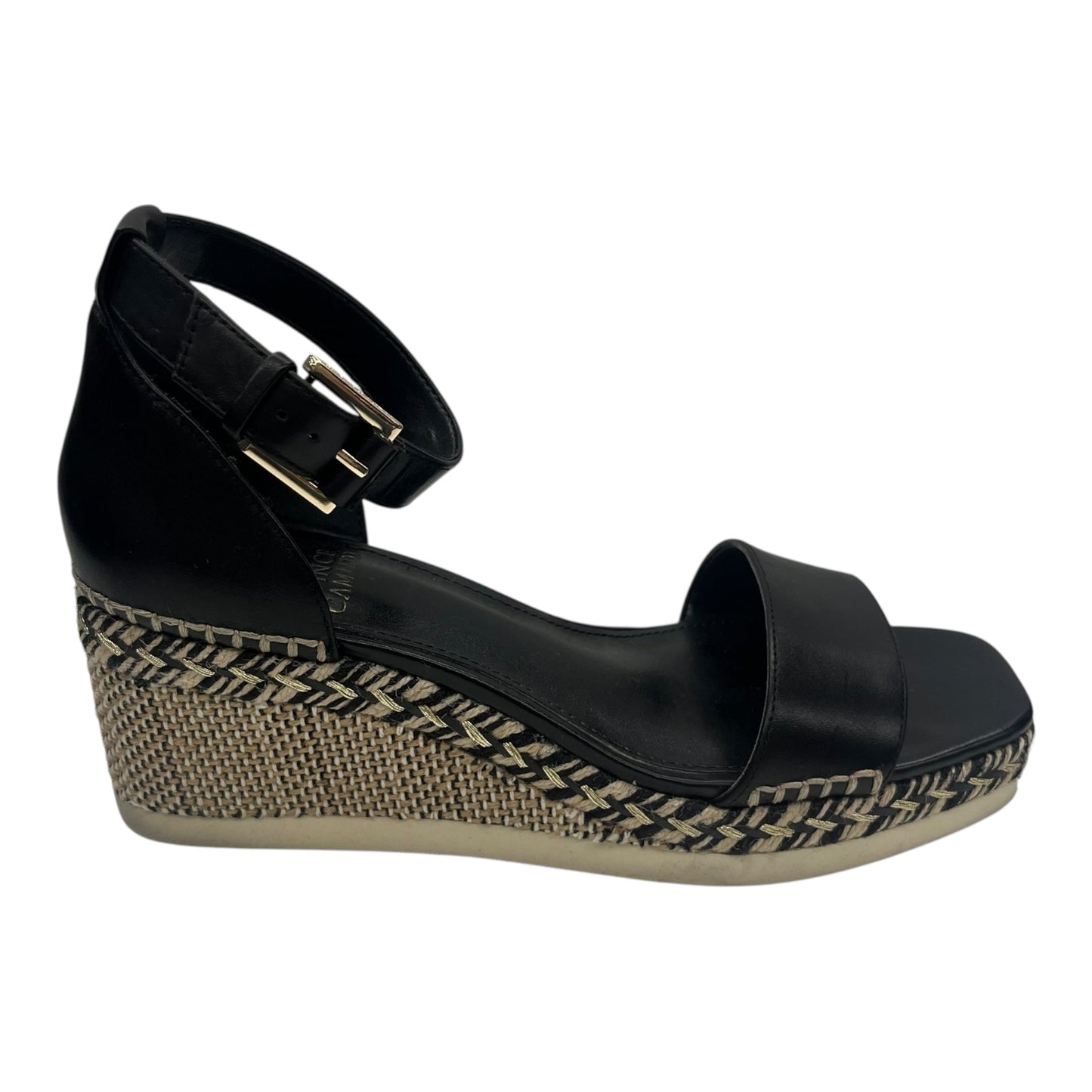 Sandals Heels Wedge By Vince Camuto In Black & Tan, Size:8