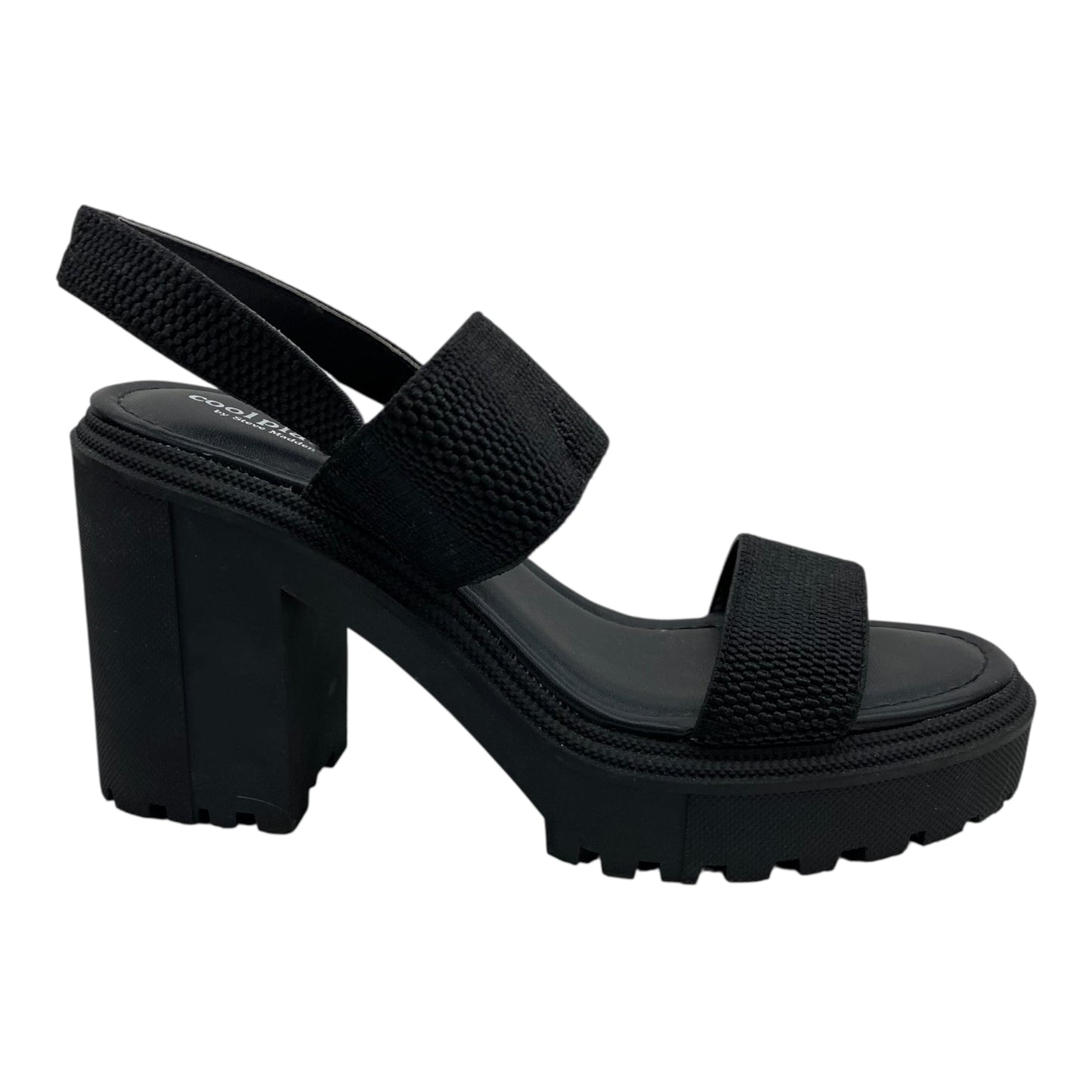 Sandals Heels Block By Steve Madden In Black, Size:9.5