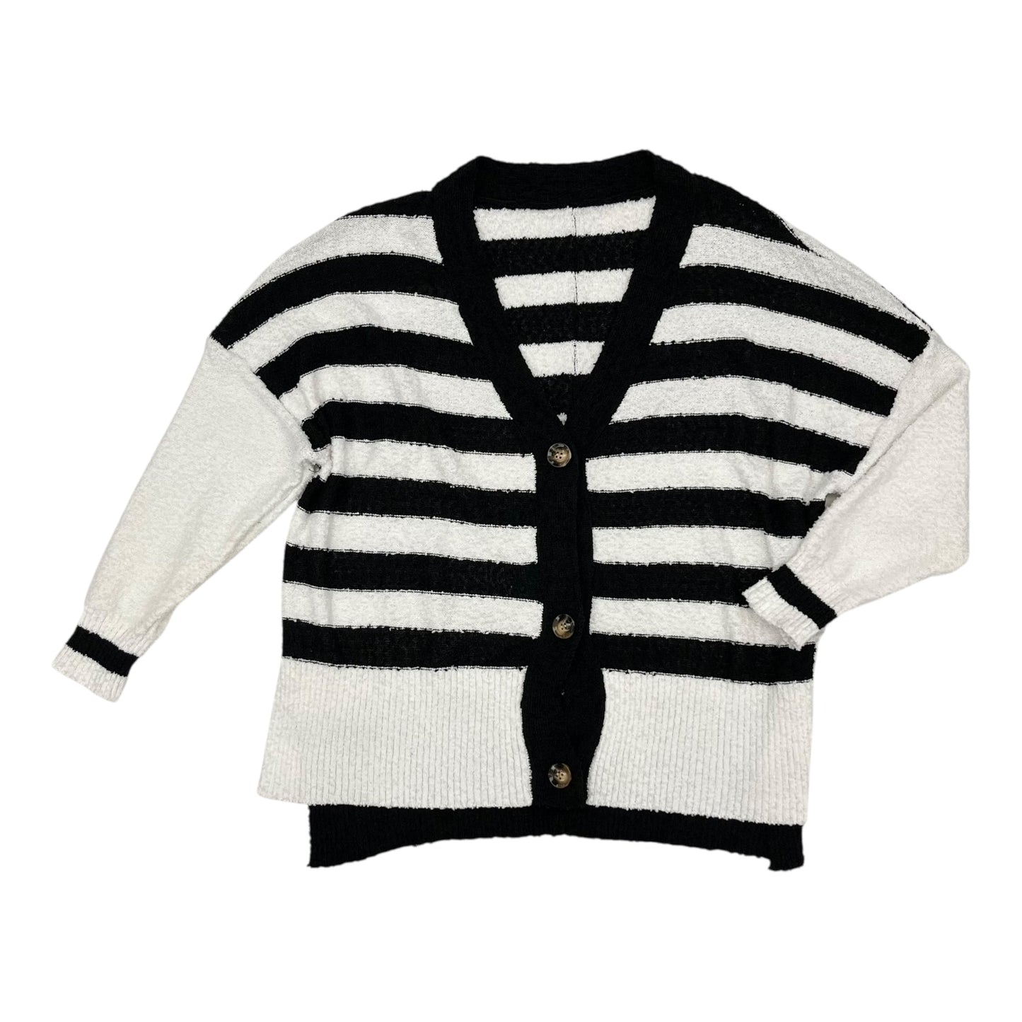 Sweater Cardigan By Clothes Mentor In Black & Cream, Size:M