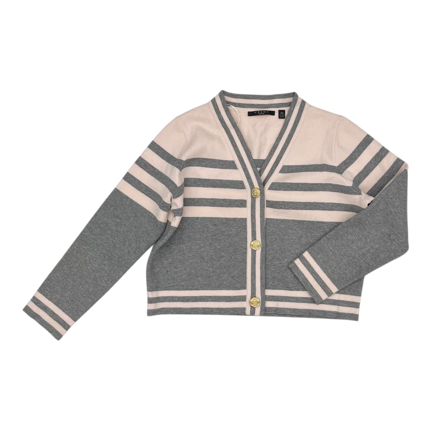 Sweater Cardigan By Cyrus In Grey & Pink, Size:Mp
